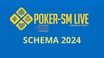 Svenska Pokerförbundets logga. Under loggan står det "Schema 2024".