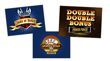 Tre videopoker-spel: Jacks or Better, Double Double Bonus Power Poker, Deuces Wild