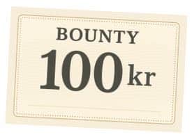 En check med ett bounty-pris värt 100 kr