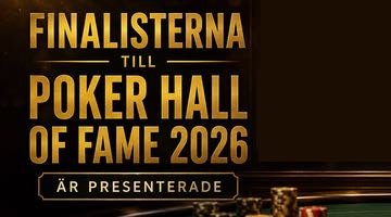 Grafisk bild med texten "Finalisterna till Poker Hall of Fame 2026 är presenterade"